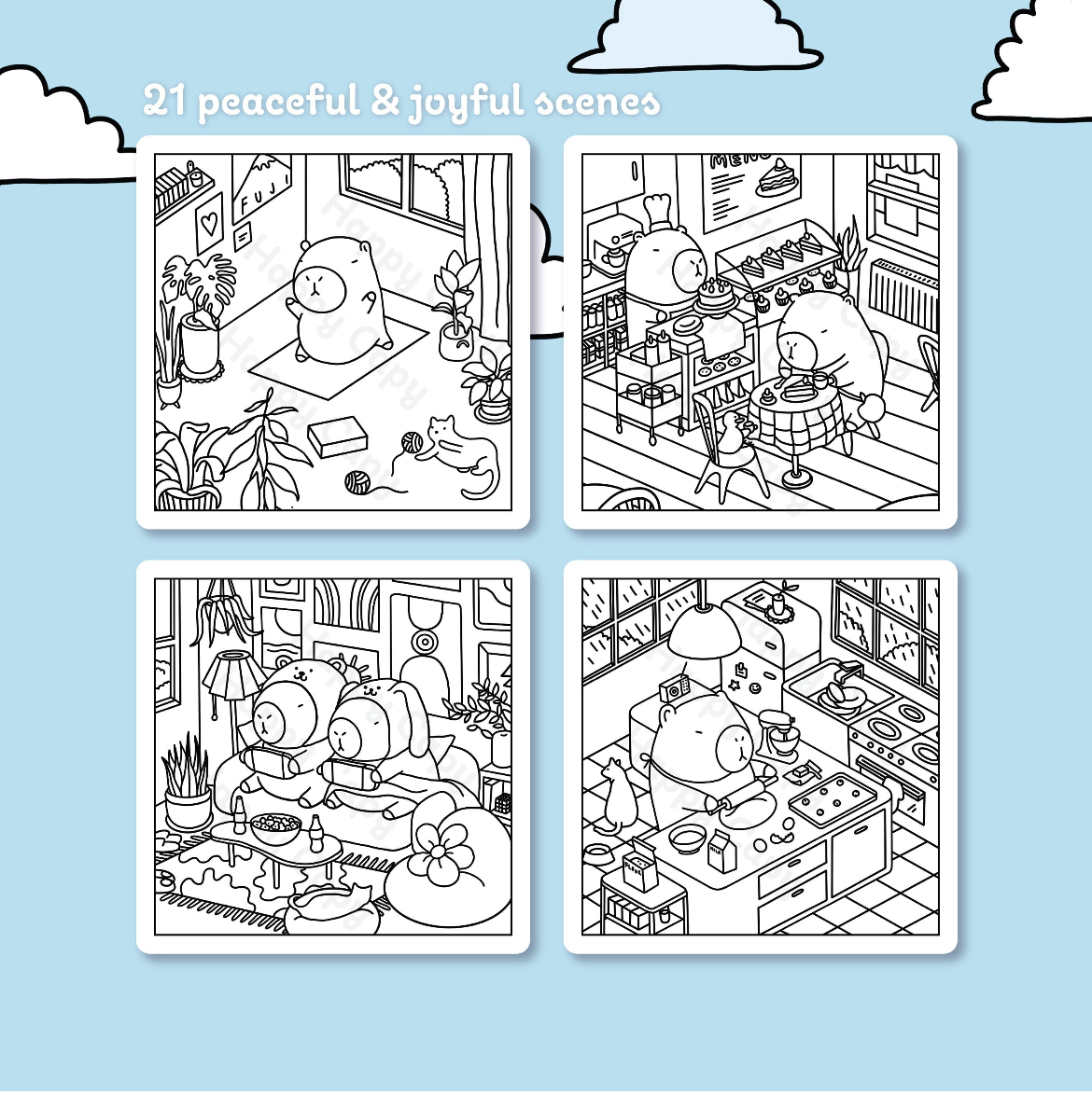 Happy Capy Coloring Book